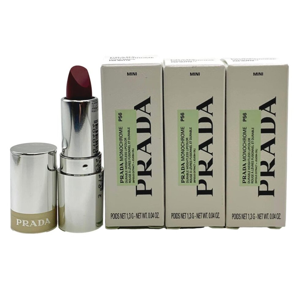 3X Prada Monochrome Hyper Matte Lipcolor P56 Notte .04oz/1.3g Mini